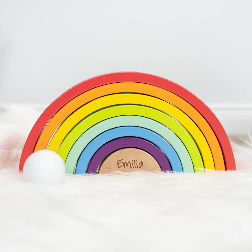 Regenbogen Holzbausteine mit Kugel