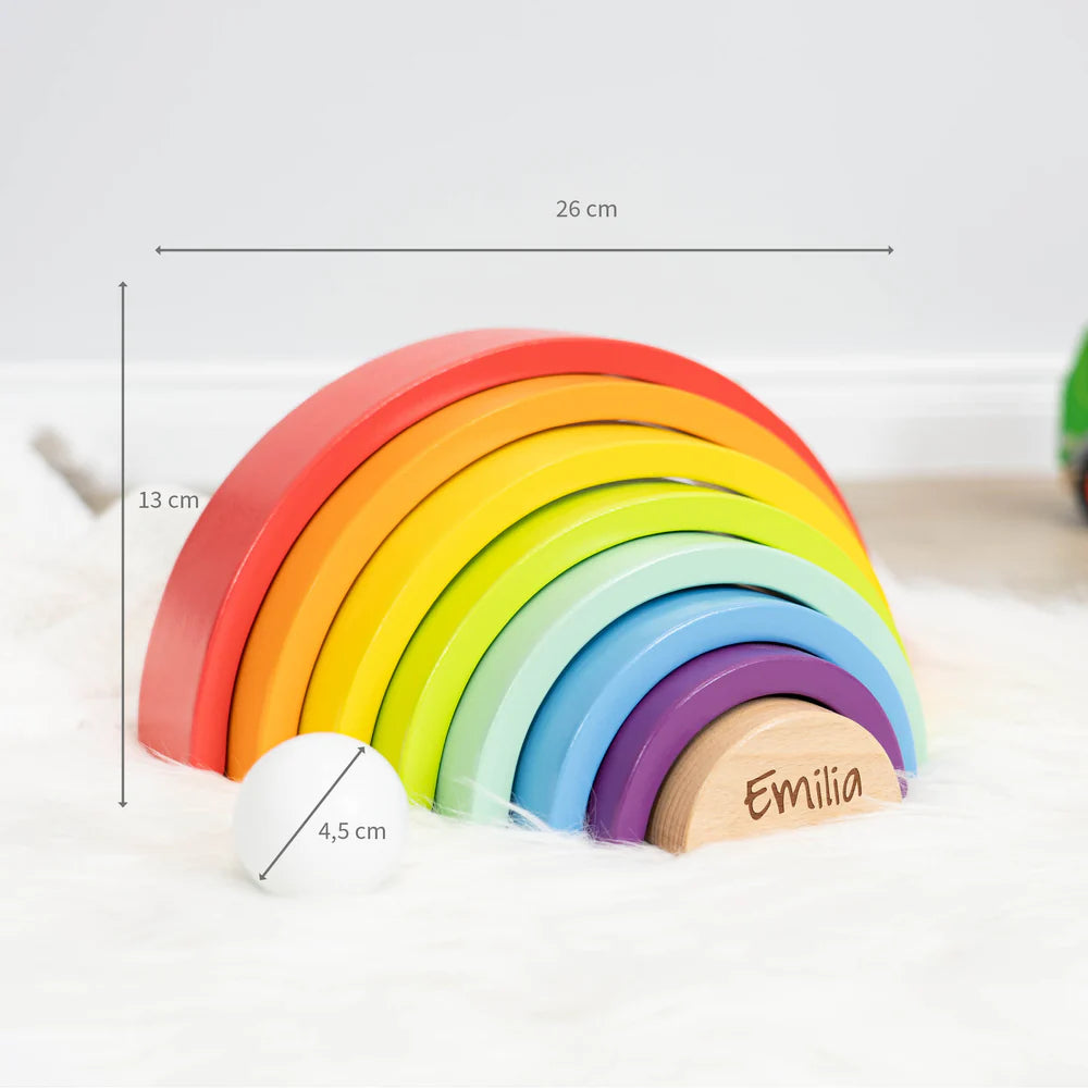 Regenbogen Holzbausteine mit Kugel