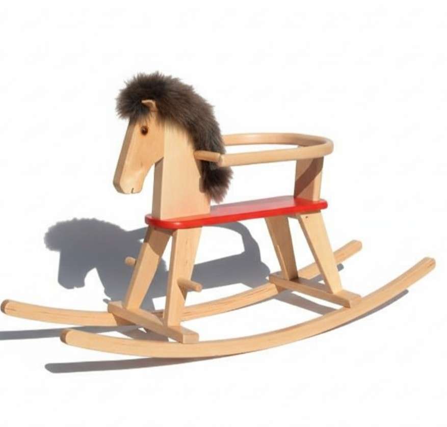 Schaukelpferd Holz mit Sitzring aus  Holz